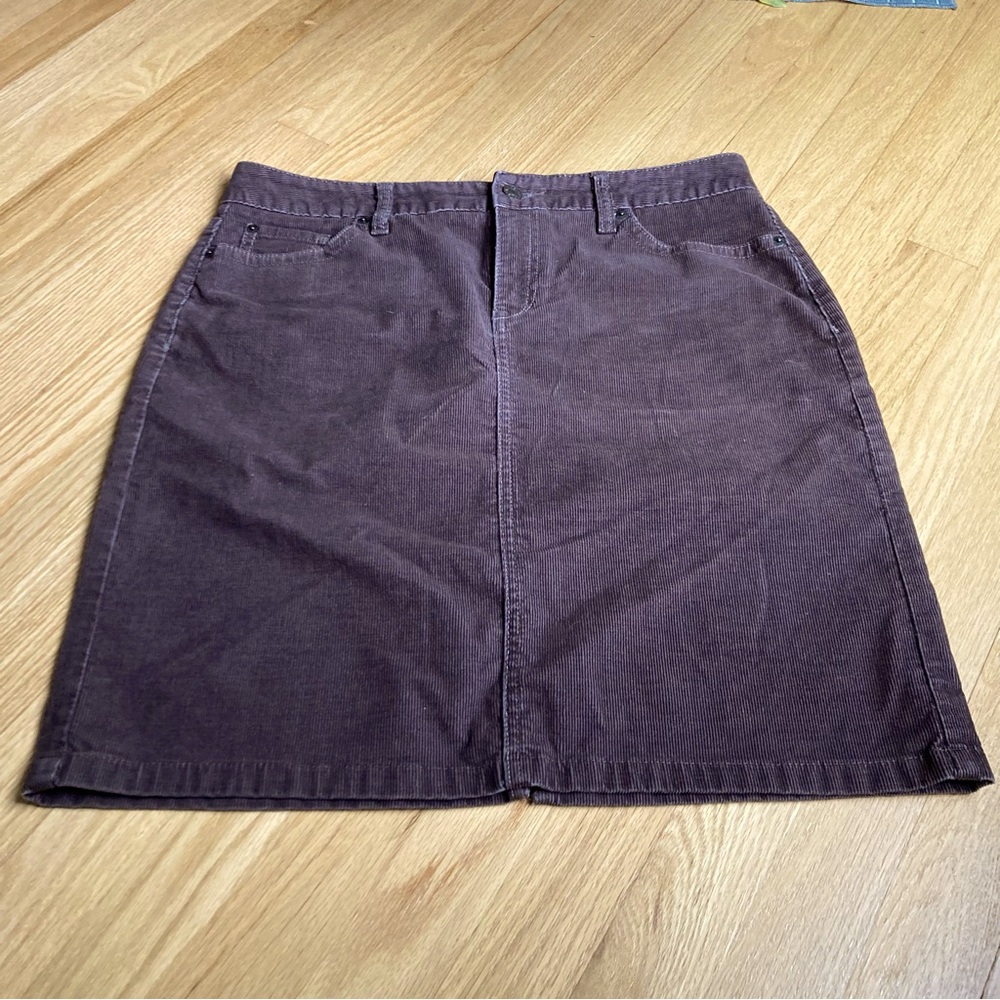 L.L. Bean Corduroy A-Line Skirt in Deep Plum